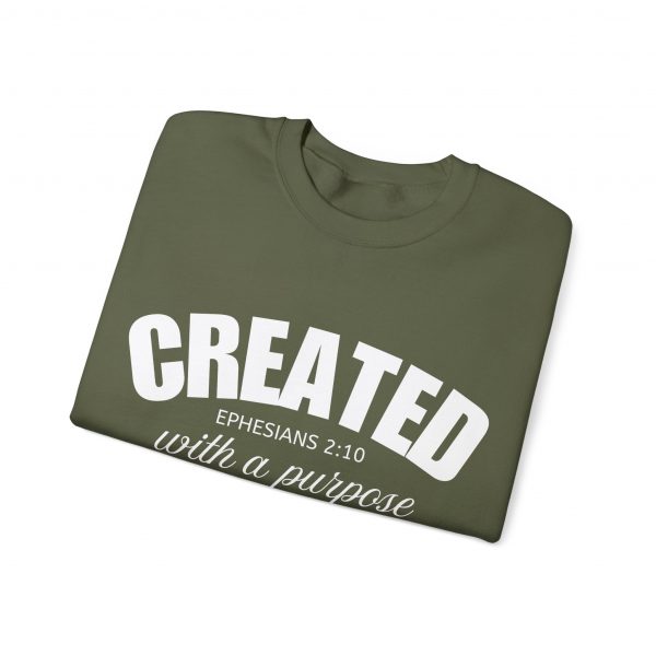 "Created With A Purpose" (Ephesians 2:10) Christian Faith Scripture Sweatshirt