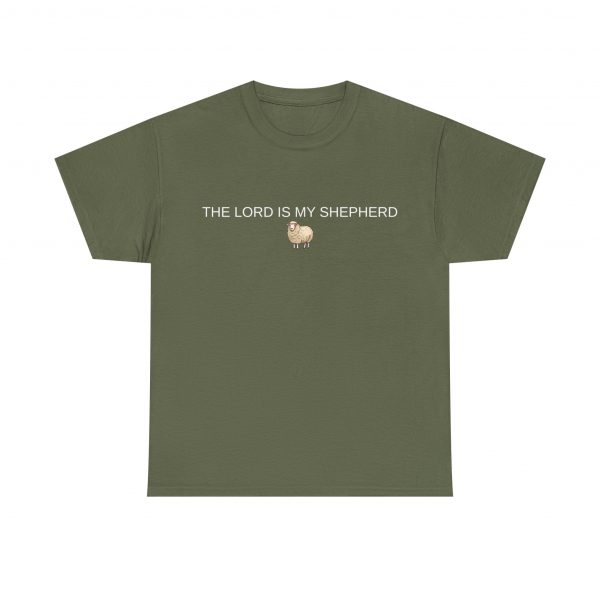 "The Lord Is My Shepherd" Christian Faith Shirt with Cute Sheep (Heavy Cotton)