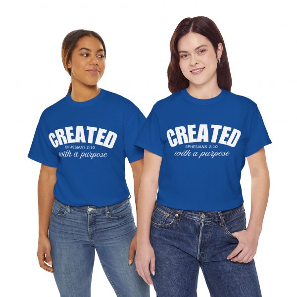 2131578461827619263_2048.jpeg "Created With A Purpose" (Ephesians 2:10) Christian Faith Scripture T-Shirt (Heavy Cotton)