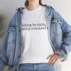 "Walking by Faith Tripping Constantly" Christian Faith T-Shirt (White) (Heavy Cotton)