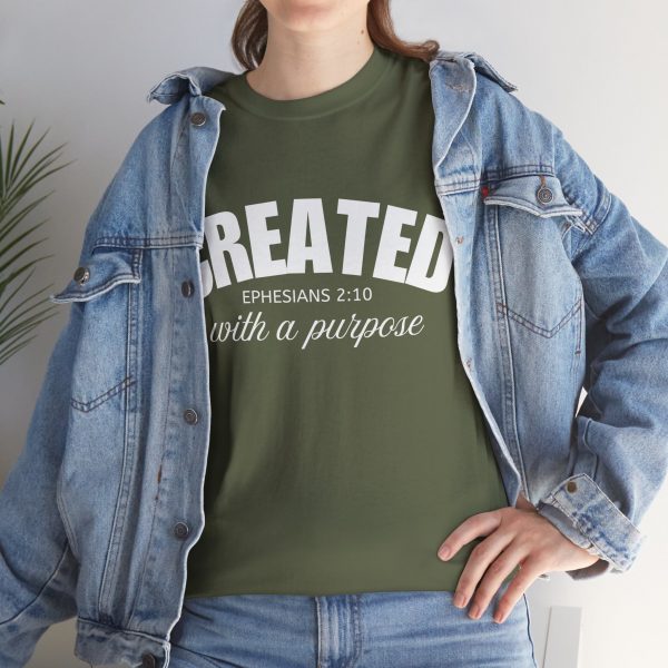2869142901739243957_2048-1.jpeg "Created With A Purpose" (Ephesians 2:10) Christian Faith Scripture T-Shirt (Heavy Cotton)