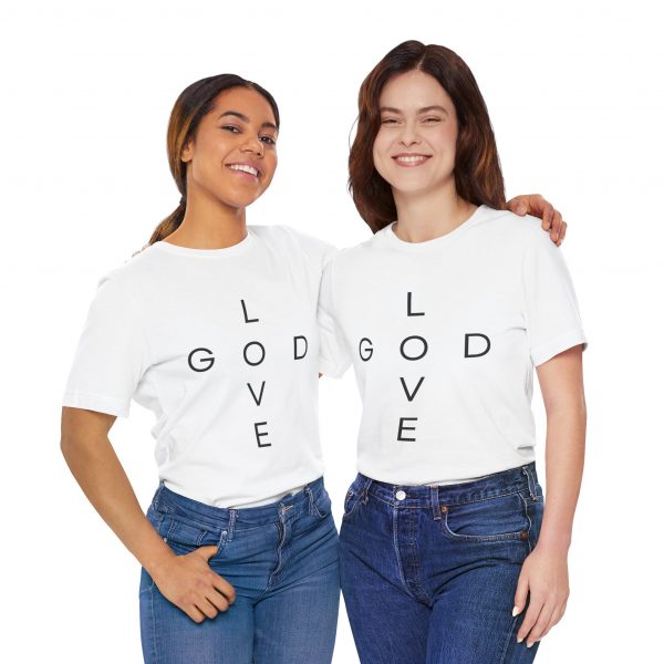 3191327388015695459_2048.jpeg "Love God/God Love" Minimal Christian Faith Cross T‑Shirt (White) (Jersey Thin)