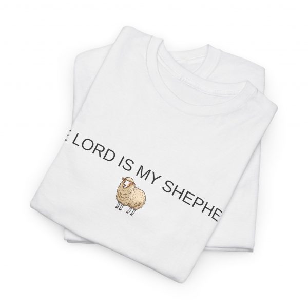 "The Lord Is My Shepherd" Christian Faith Shirt with Cute Sheep (White) (Heavy Cotton)