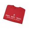 "Pray Wait Trust God Has a Plan" Christian Faith Sweatshirt