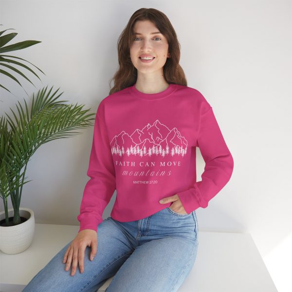 "Faith Can Move Mountains" (Matthew 17:20) Christian Mountain Graphic Sweatshirt