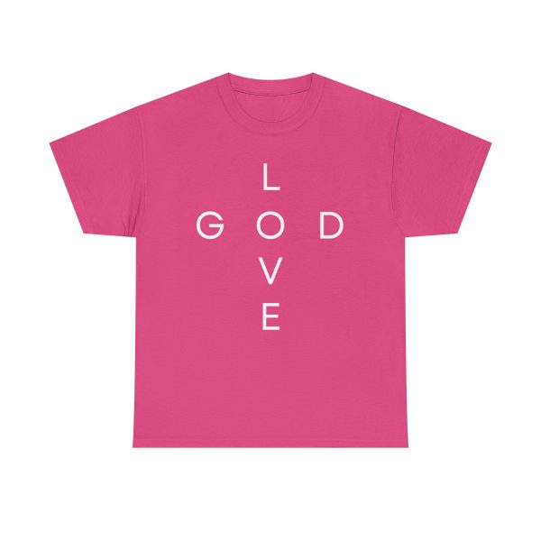 3733714309942665291_2048.jpeg "Love God/God Love" Minimal Christian Faith Cross T‑Shirt (Heavy Cotton)