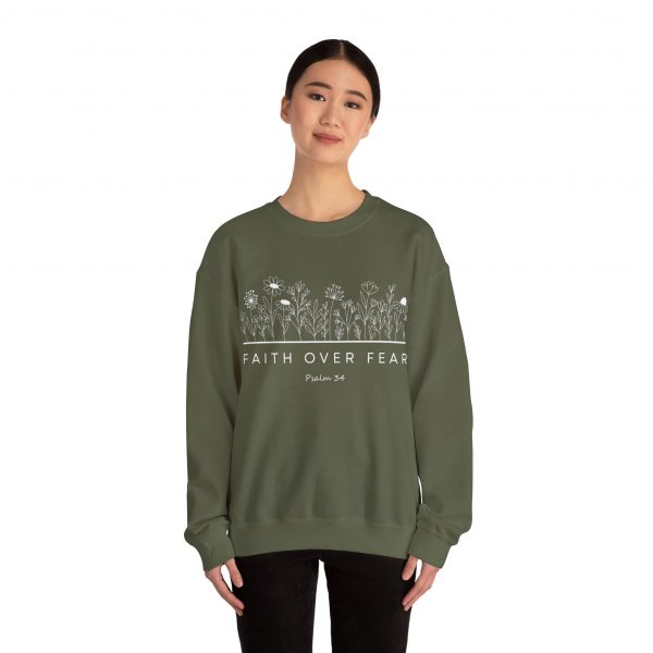 "Faith Over Fear" (Psalm 34) Floral Scripture Christian Faith Sweatshirt