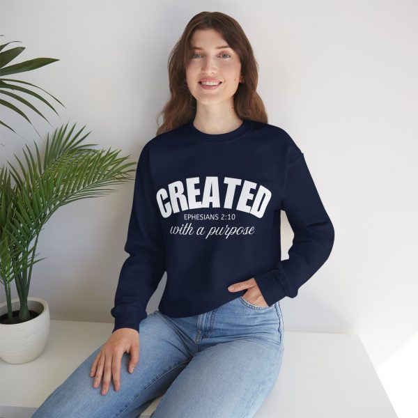 "Created With A Purpose" (Ephesians 2:10) Christian Faith Scripture Sweatshirt