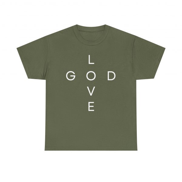 4358017233766078834_2048.jpeg "Love God/God Love" Minimal Christian Faith Cross T‑Shirt (Heavy Cotton)