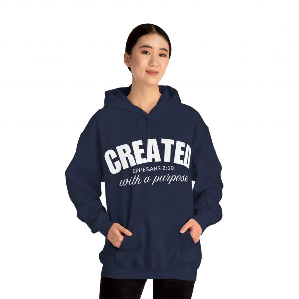 4546826898851000147_2048.jpeg "Created With A Purpose" (Ephesians 2:10) Christian Faith Scripture Hoodie