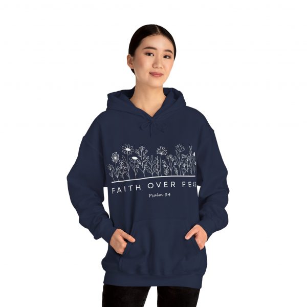 4818986337044521837_2048.jpeg "Faith Over Fear" (Psalm 34) Floral Scripture Christian Faith Hoodie