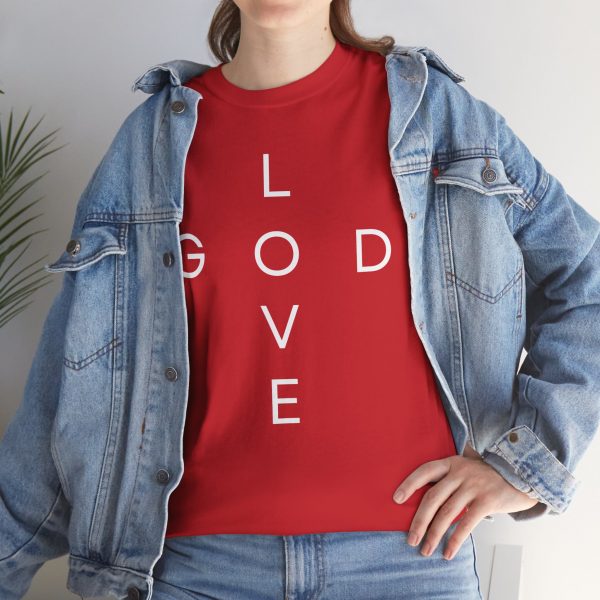 4928116020363794071_2048.jpeg "Love God/God Love" Minimal Christian Faith Cross T‑Shirt (Heavy Cotton)