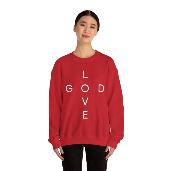 5295368479733260527_2048.jpeg "Love God/God Love" Minimal Christian Faith Cross Sweatshirt