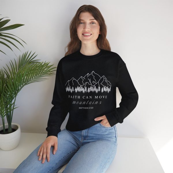 "Faith Can Move Mountains" (Matthew 17:20) Christian Mountain Graphic Sweatshirt