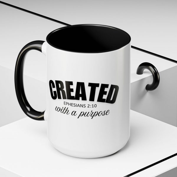 "Created With A Purpose" (Ephesians 2:10) Christian Faith Scripture Mug