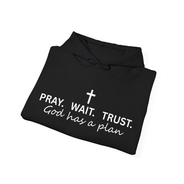 "Pray Wait Trust God Has a Plan" Christian Faith Hoodie
