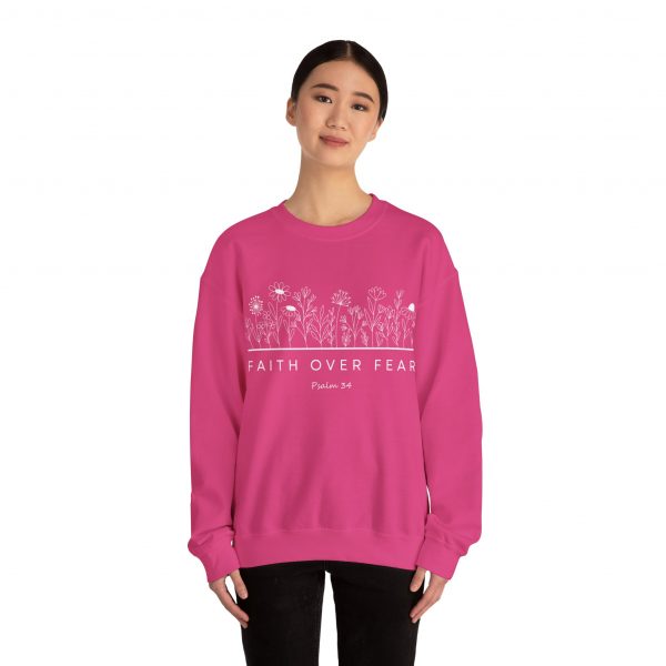 "Faith Over Fear" (Psalm 34) Floral Scripture Christian Faith Sweatshirt