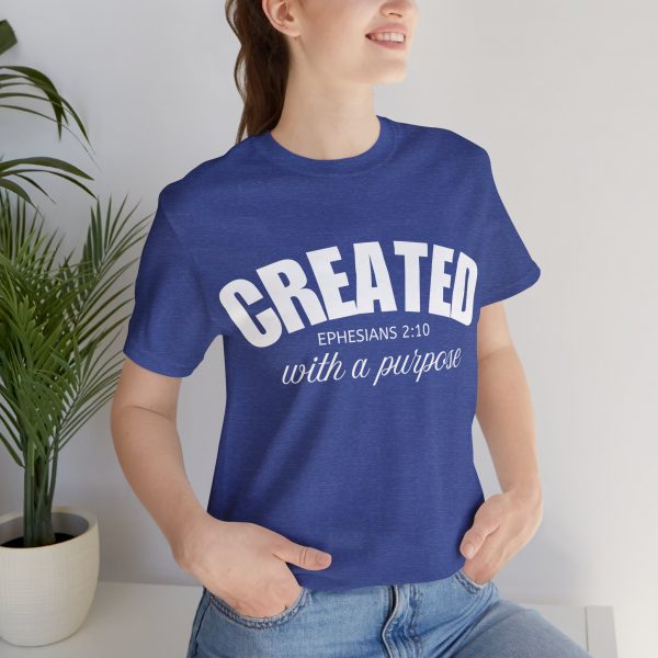 6014890222525345120_2048-1.jpeg "Created With A Purpose" (Ephesians 2:10) Christian Faith Scripture T-Shirt (Jersey Thin)