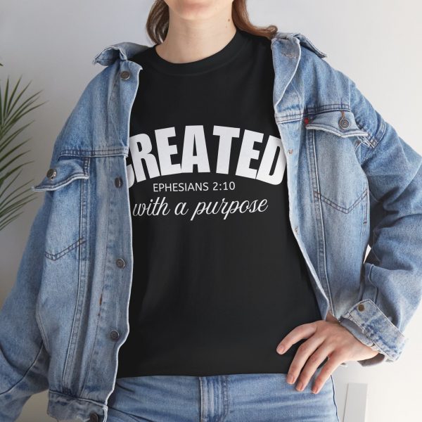 6065632505710664947_2048-1.jpeg "Created With A Purpose" (Ephesians 2:10) Christian Faith Scripture T-Shirt (Heavy Cotton)