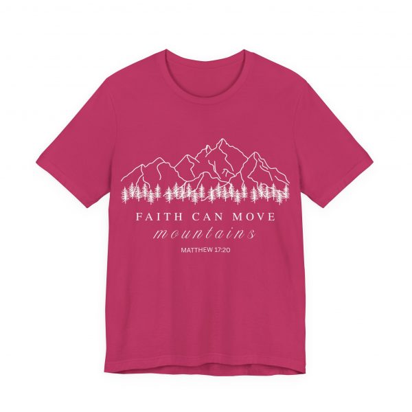 "Faith Can Move Mountains" (Matthew 17:20) Christian Mountain Graphic T-Shirt (Jersey Thin)