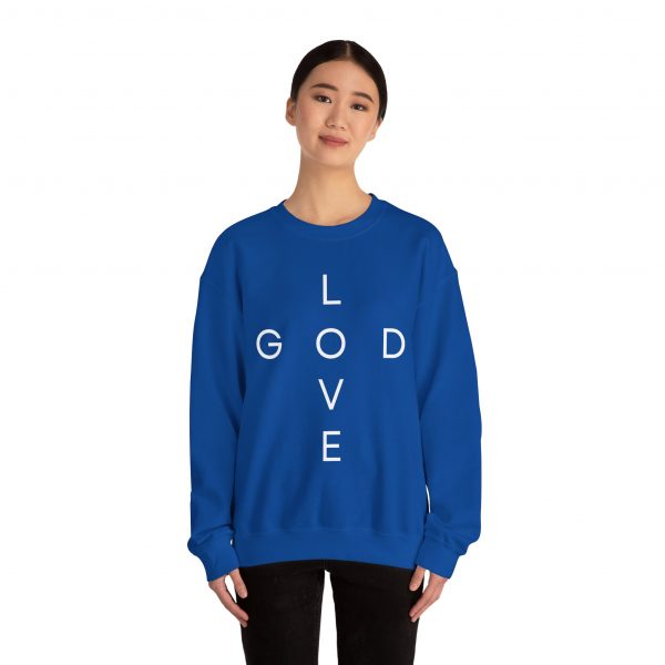 6487530761596610896_2048.jpeg "Love God/God Love" Minimal Christian Faith Cross Sweatshirt