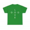 6716182744035865726_2048.jpeg "Love God/God Love" Minimal Christian Faith Cross T‑Shirt (Heavy Cotton)
