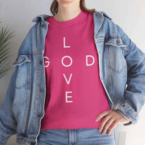7040338946563758471_2048.jpeg "Love God/God Love" Minimal Christian Faith Cross T‑Shirt (Heavy Cotton)