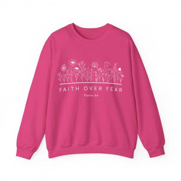 "Faith Over Fear" (Psalm 34) Floral Scripture Christian Faith Sweatshirt
