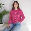 7306352899913857072_2048.jpeg "Love God/God Love" Minimal Christian Faith Cross Sweatshirt