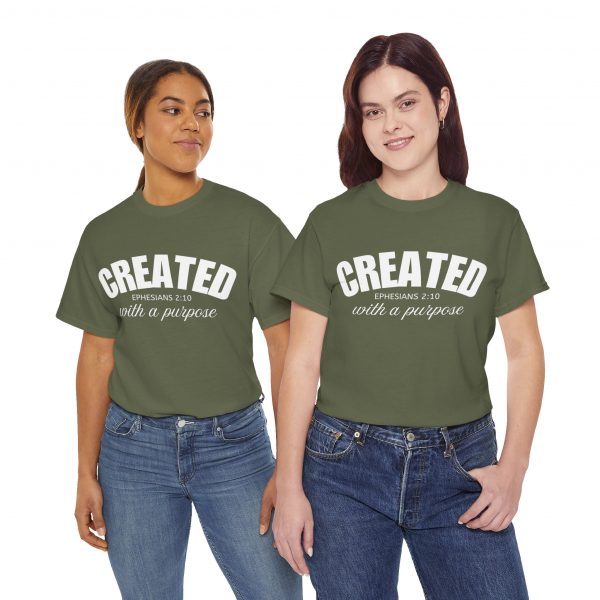 7470072180907466677_2048.jpeg "Created With A Purpose" (Ephesians 2:10) Christian Faith Scripture T-Shirt (Heavy Cotton)