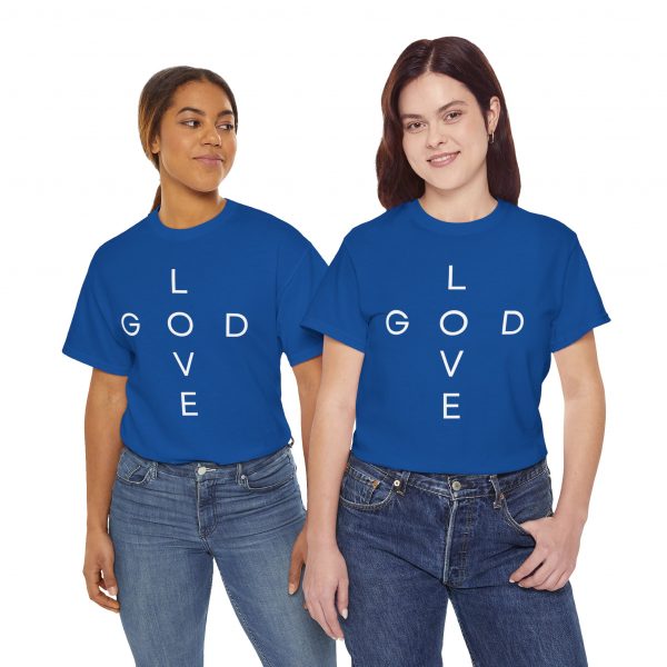 7545561754590710907_2048.jpeg "Love God/God Love" Minimal Christian Faith Cross T‑Shirt (Heavy Cotton)