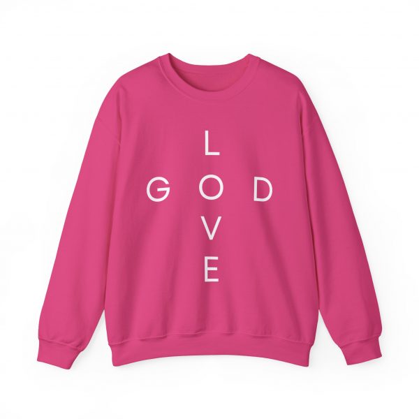 7753828829571385101_2048.jpeg "Love God/God Love" Minimal Christian Faith Cross Sweatshirt