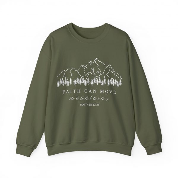 "Faith Can Move Mountains" (Matthew 17:20) Christian Mountain Graphic Sweatshirt