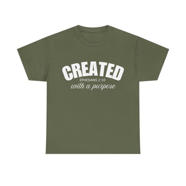 7958503284281610458_2048-1.jpeg "Created With A Purpose" (Ephesians 2:10) Christian Faith Scripture T-Shirt (Heavy Cotton)