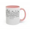"Faith Over Fear" (Psalm 34) Floral Scripture Christian Faith Mug