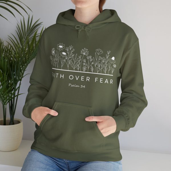 7981363922942960074_2048.jpeg "Faith Over Fear" (Psalm 34) Floral Scripture Christian Faith Hoodie