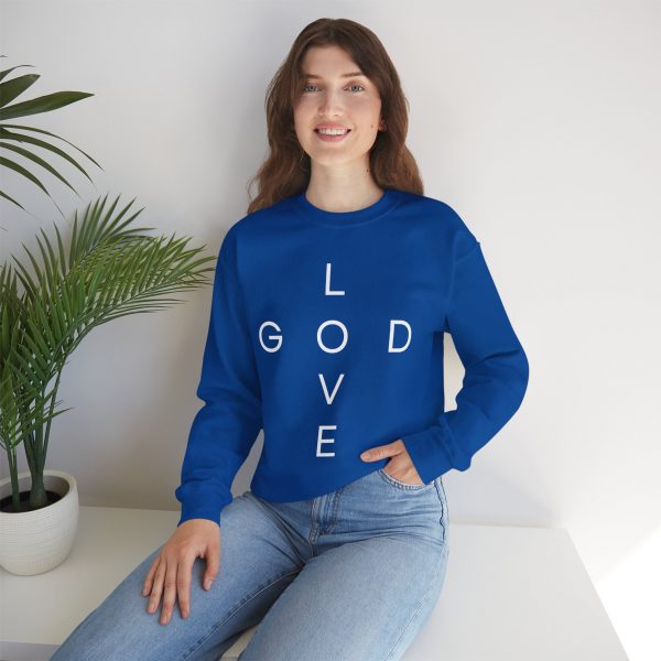 8235958293334885267_2048.jpeg "Love God/God Love" Minimal Christian Faith Cross Sweatshirt