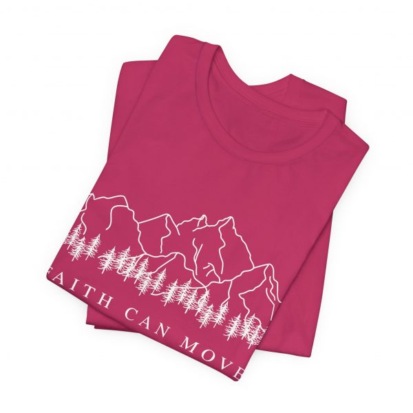 "Faith Can Move Mountains" (Matthew 17:20) Christian Mountain Graphic T-Shirt (Jersey Thin)