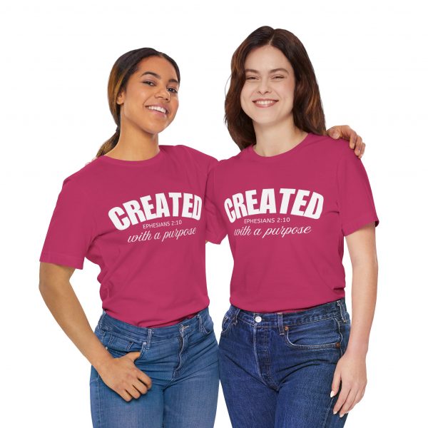 8777473664446296906_2048.jpeg "Created With A Purpose" (Ephesians 2:10) Christian Faith Scripture T-Shirt (Jersey Thin)