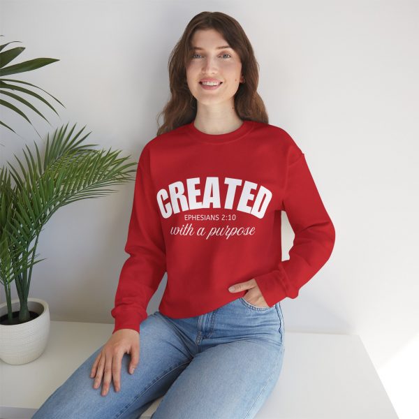 "Created With A Purpose" (Ephesians 2:10) Christian Faith Scripture Sweatshirt