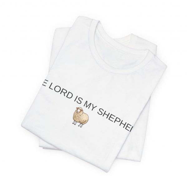 9466153303960528902_2048-1.jpeg "The Lord Is My Shepherd" Christian Faith Shirt with Sheep Graphic (White) (Jersey Thin)